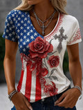 Women'S Religious Faith V-Neck T-Shirt — U.S. 250Th Anniversary Commemorative Edition