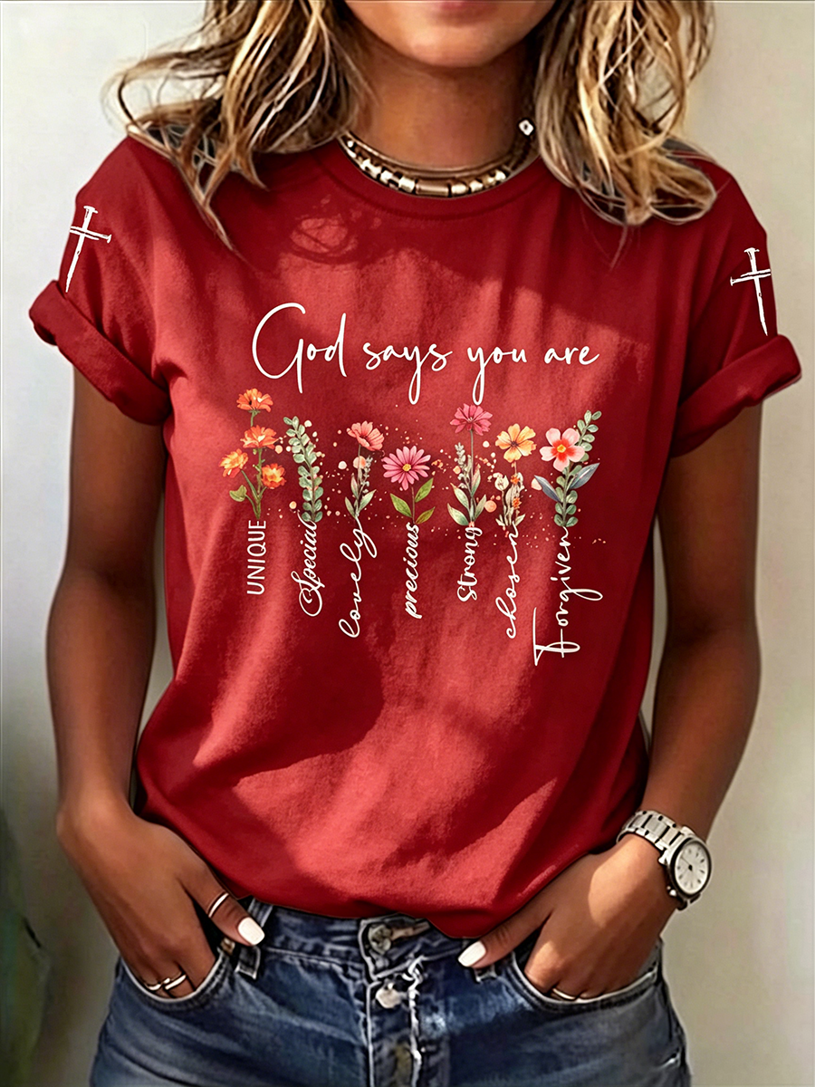 Faith In Jesus Slogan Slogan Commemorative Print Casual T-Shirt