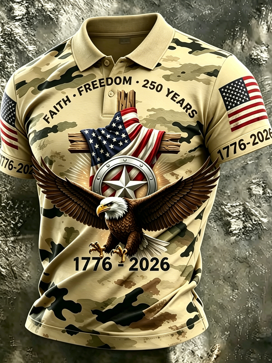 Men'S Retro Faith 250Th Anniversary American Polo Shirt