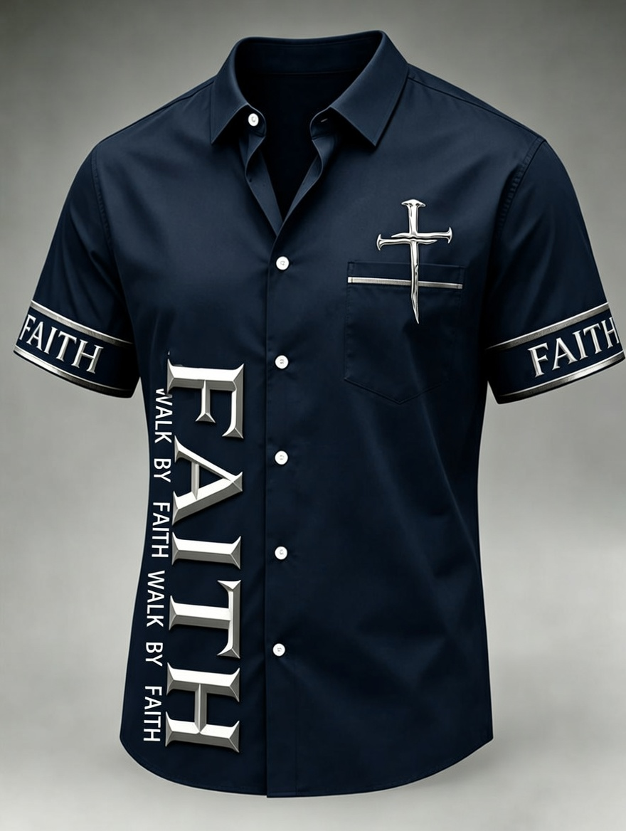 Men's Faith Cross Printed Casual Shirt