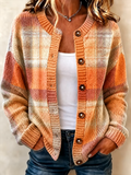 Women'S Autumn Checkered Printed Knitted Cardigan