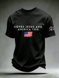 Men'S Love Jesus And America Too Print Short Sleeve T-Shirt
