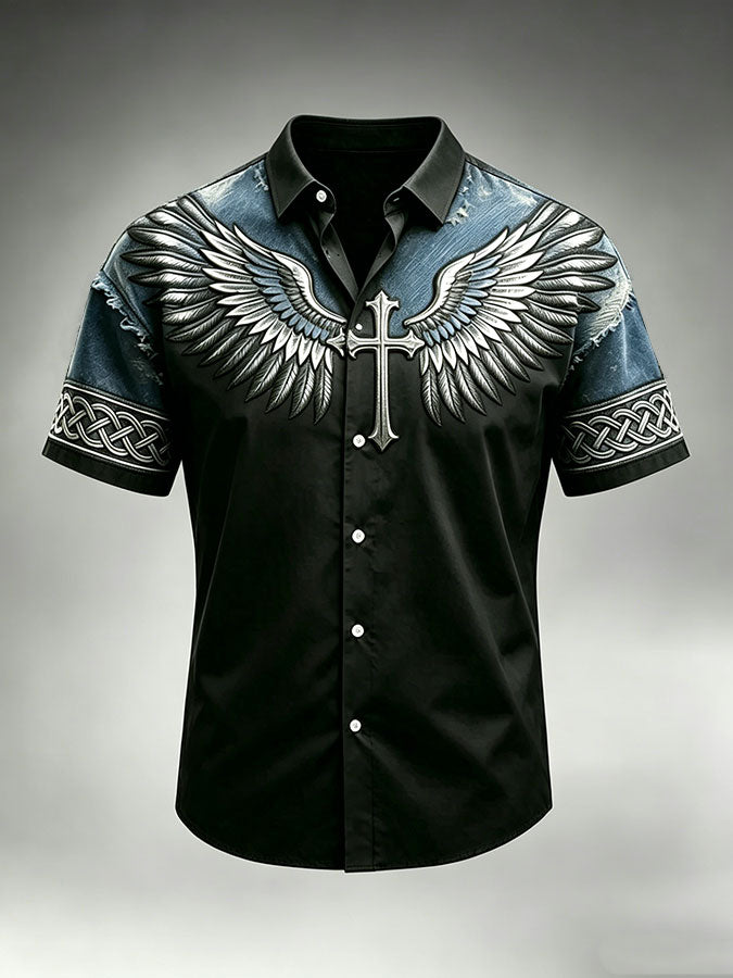 Men'S Faith Printed Casual Collar Shirt