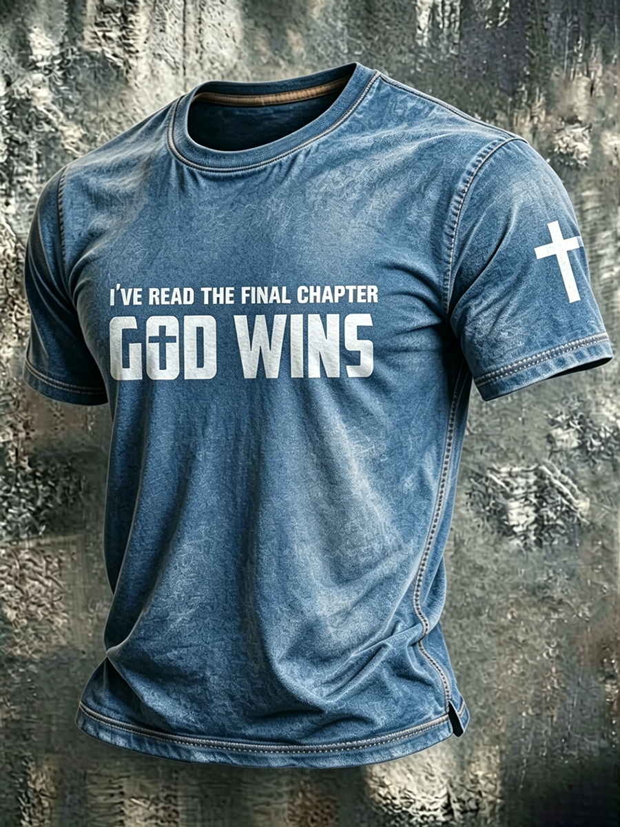 Jesus Cross Faith Commemorative Printed Round Neck T-Shirt