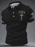 Men's Metal Jesus-Themed Casual Polo Shirt