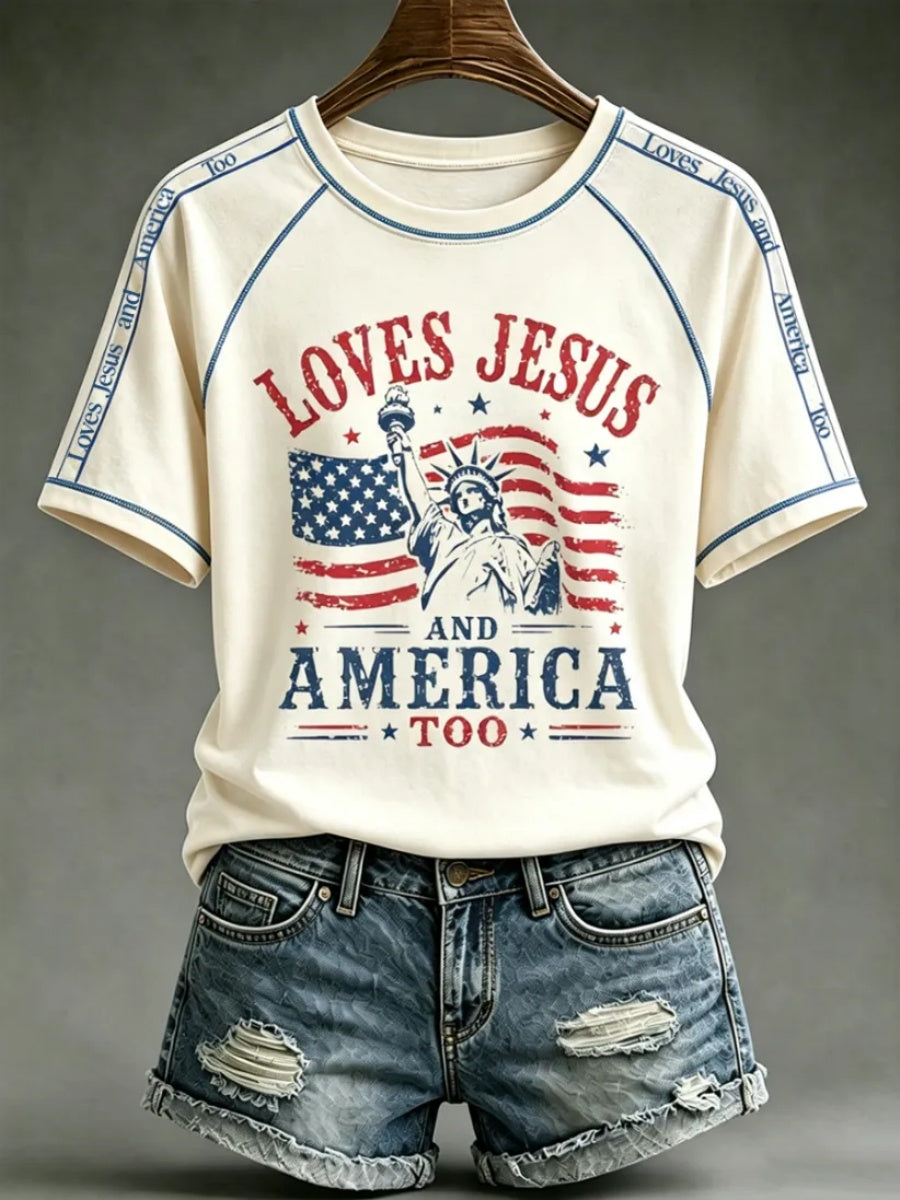 Women's Loves Jesus and America Too T-shirt