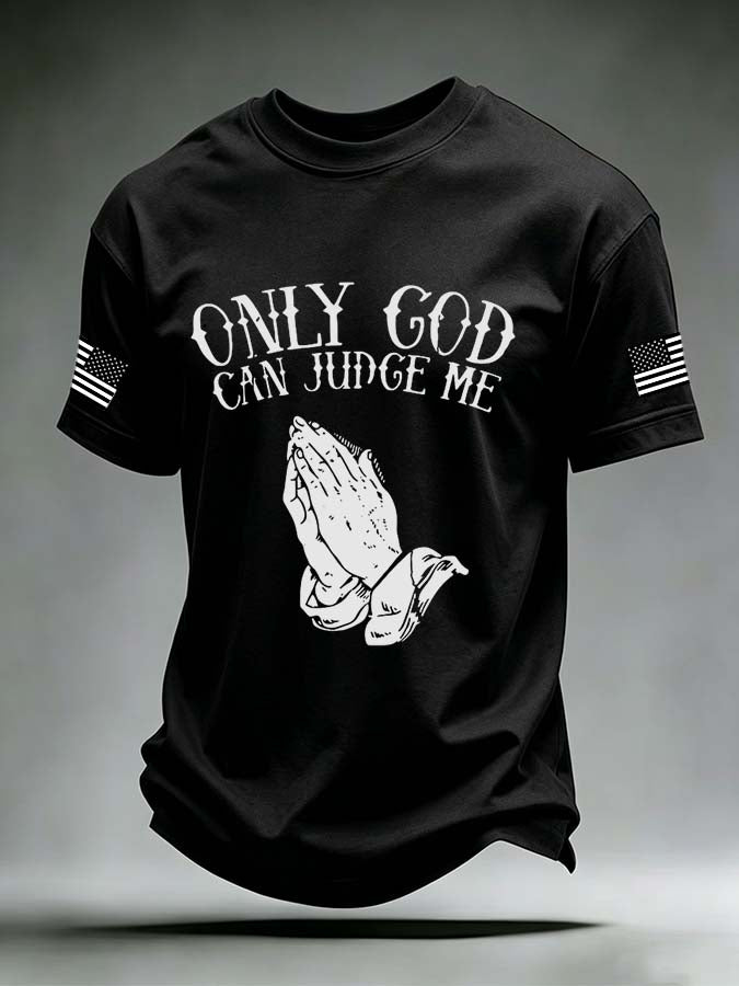 Men'S Casual American Flag Only God Can Judge Me Printed Shirt