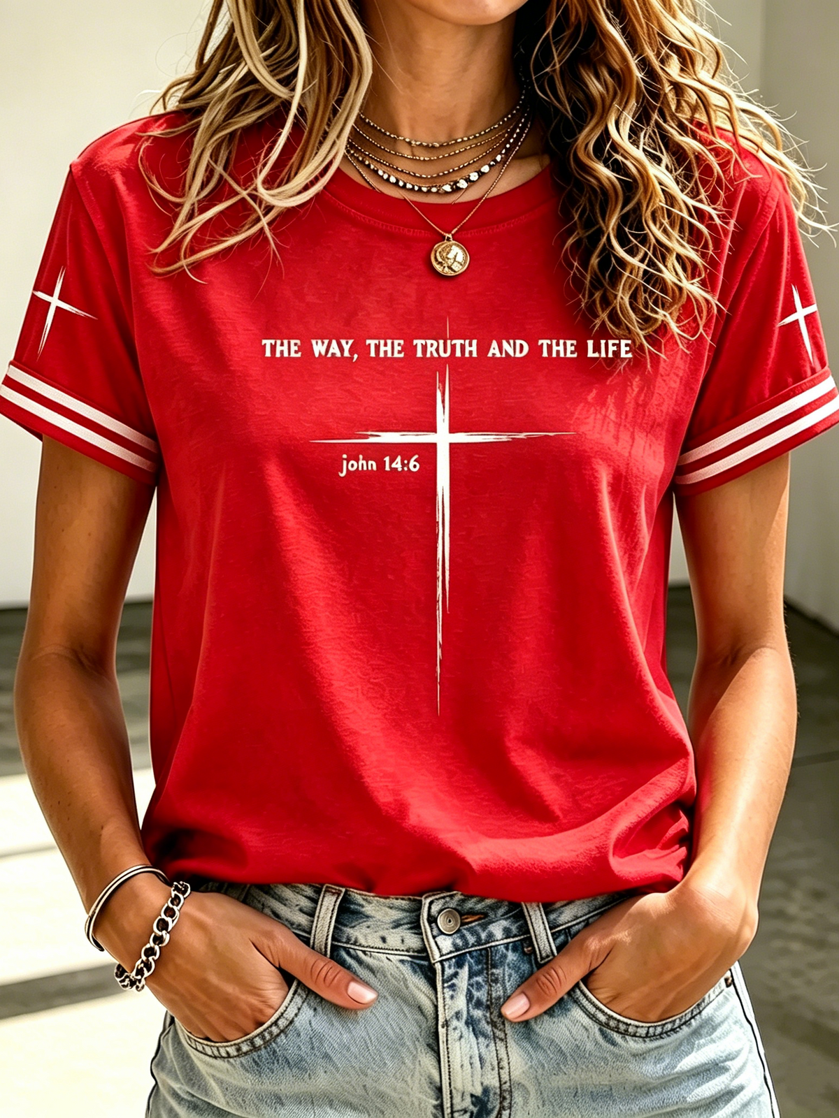Women'S Religious Faith Floral Art Printed T-Shirt