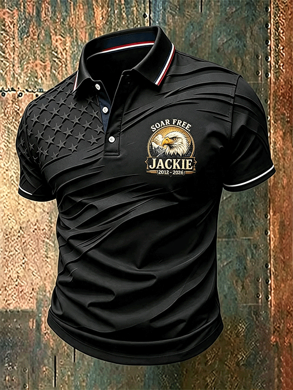 Men's Soar Free Jackie 2012‑2026 Eagle Logo Patriotic Polo Shirt