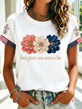Women'S Love Jesus And America Too Printed T-Shirt
