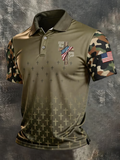 Men'S America Flag Print Casual Polo Shirt