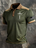 Men'S Faith Cross Print Polo Shirt