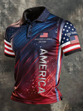Men's Retro 250th Anniversary United States Of America Print Casual Polo Shirt