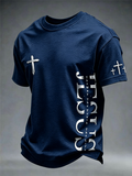 Jesus Cross Faith Commemorative Printed Round Neck T-Shirt
