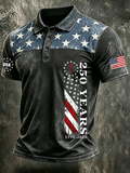 Men's Vintage USA 250th Anniversary One Nation Under God Print Polo Shirt