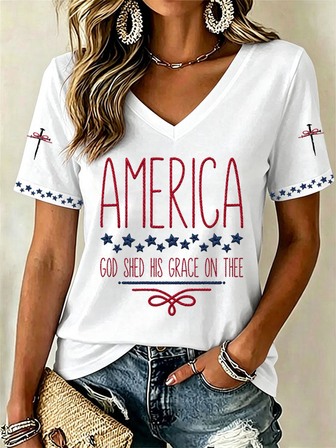 Women'S God Shed His Grace On Thee Print Printed T-Shirt