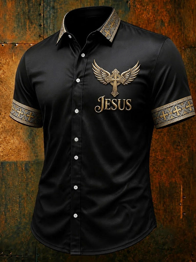 Men's Faith Cross Printed Casual Shirt